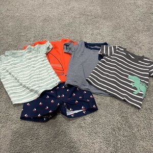 Bundle 9 thru 18 month tshirts w/ tshirt & shorts matching outfit by Carters.